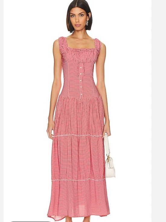 Frankie's Bikinis Dresses & Skirts - Frankie's Bikinis Pink Gingham Christabelle Maxi Dress